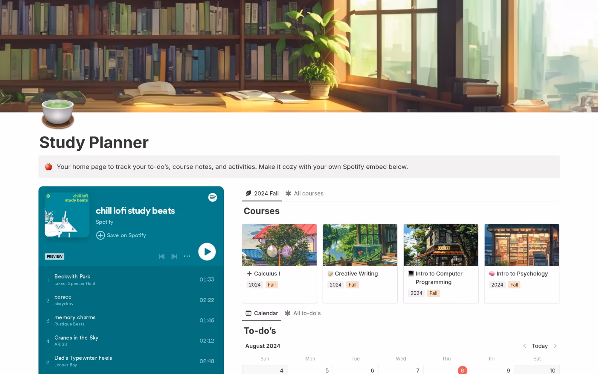 Chill lofi study beats accompany this study planner